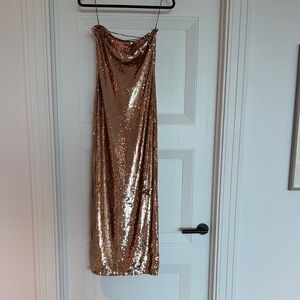Alice + Olivia Gold Sequin Maxi Dress